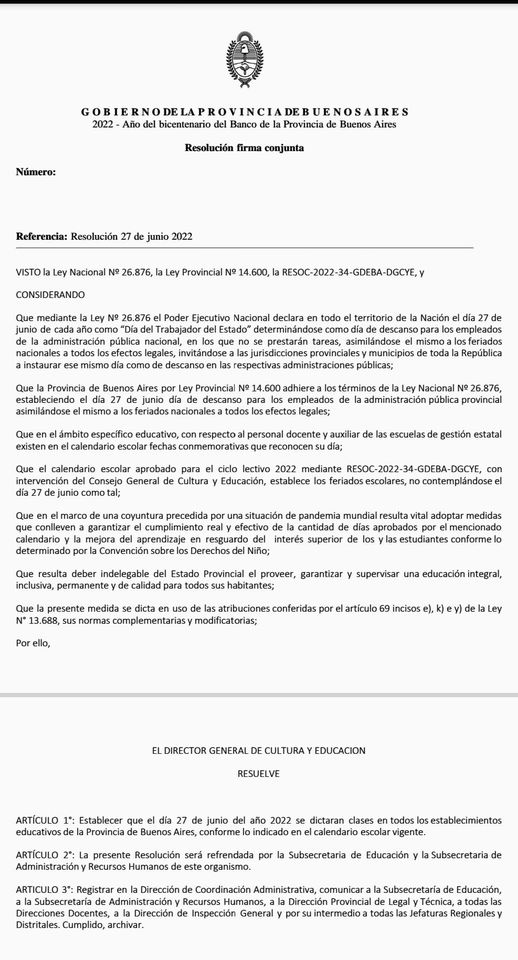 El lunes hay clases en la Provincia de Buenos Aires Escobar a Diario